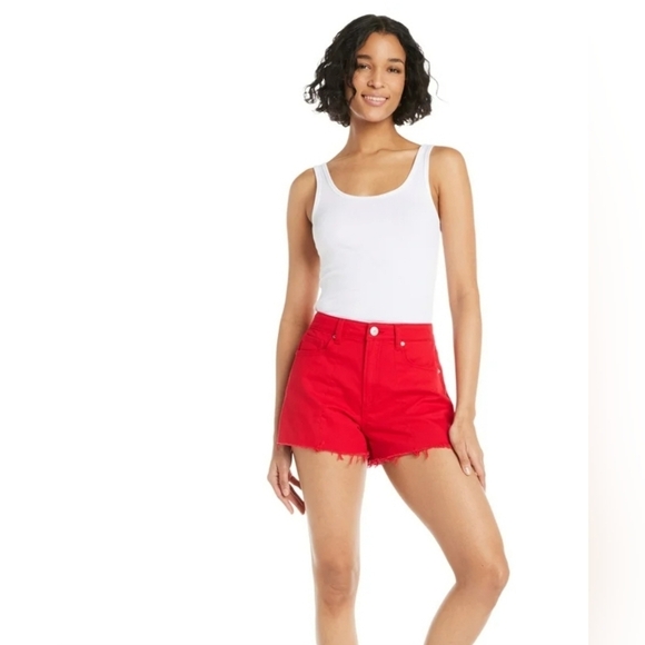 No Boundaries Red Seamed Denim Shorts New Sz 5 - Picture 1 of 5